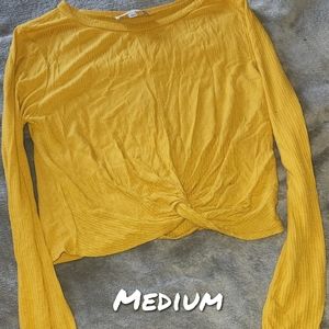 Mustard color crop top long sleeve